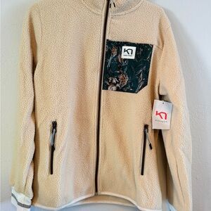 Kari Traa Fleece Jacket with Floral Accent Women’s NWT size M